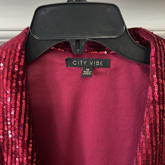 City Vibes double breasted, velvet sequence, blazer, and coat - Picture 3 of 7